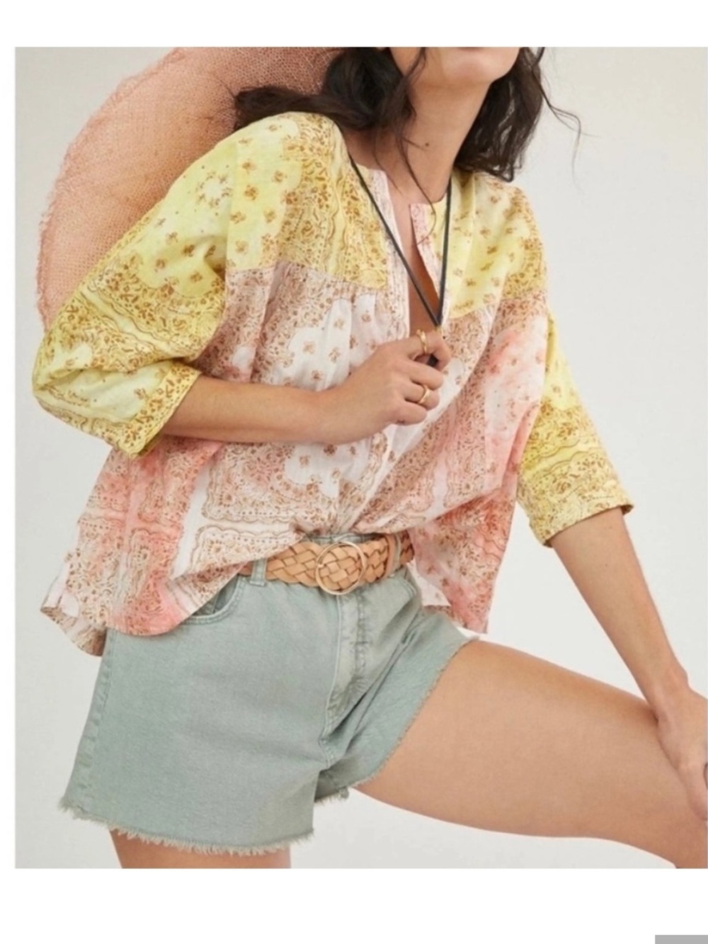 Pilcro Anthropologie | Tavi Batik Button Shirt Blouse Bandana Boho Floral Small